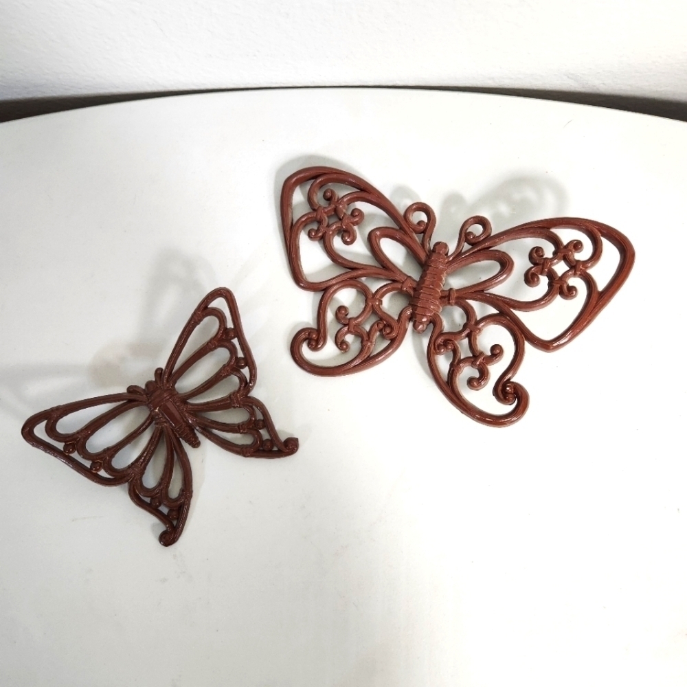 Homco 1978 Set of 2 Faux Rattan Butterflies